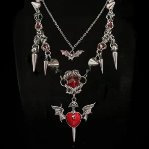 Gothic Vampire Heart Necklace with Dark Romance