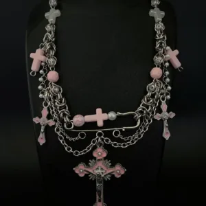 Bat Wing Chainmail Necklace with Vampire Bloodstone Accent